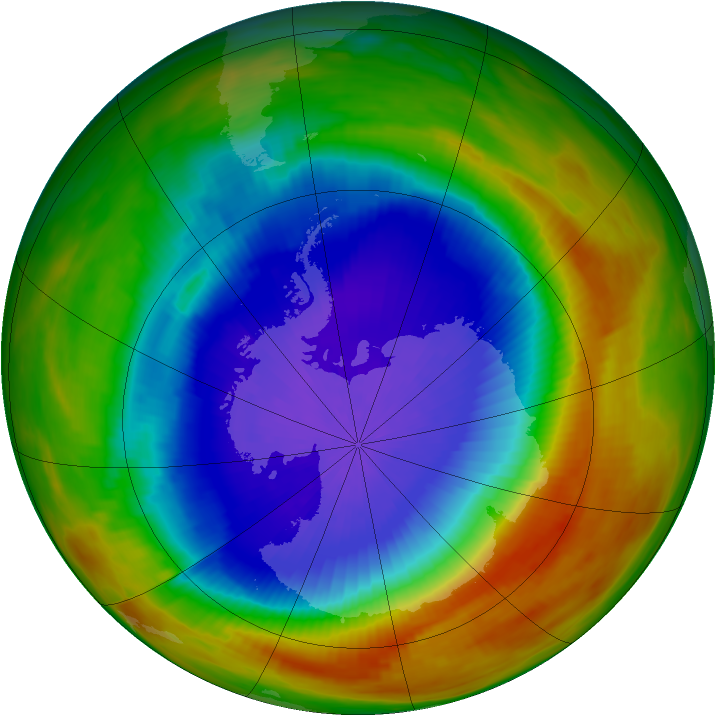 Antarctic ozone map for 14 October 1991